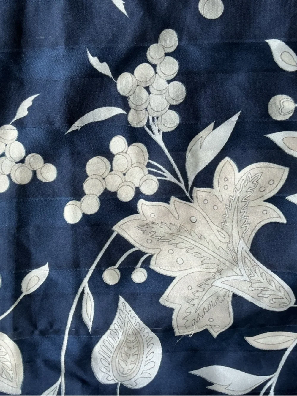 Floral Square Scarf in Navy and Ivory